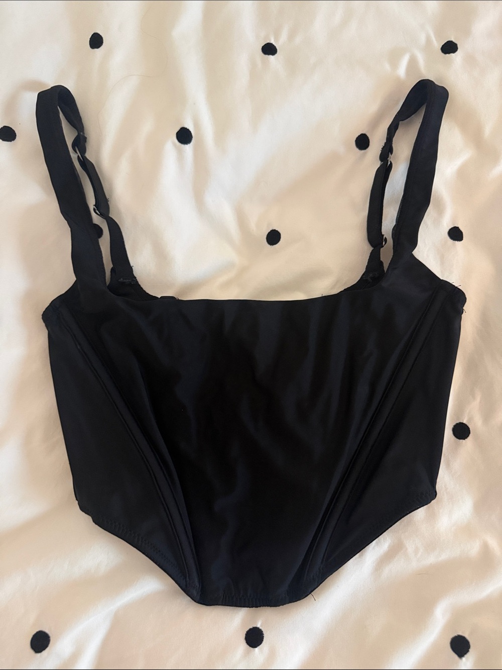 Black Square-Neck Corset with Adjustable Straps